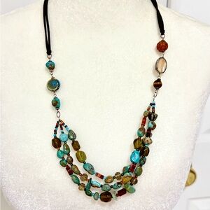 NWT Peyote Bird Gemstone Beaded Necklace boho festival jewelry